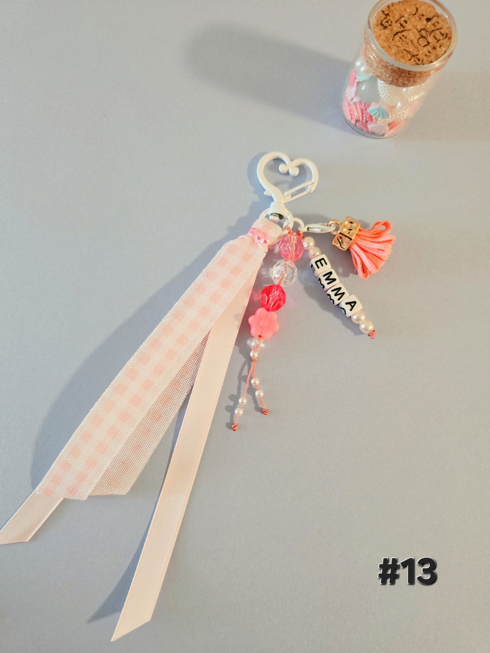 Personalized Pink Tassel Keychain Charm - Emma